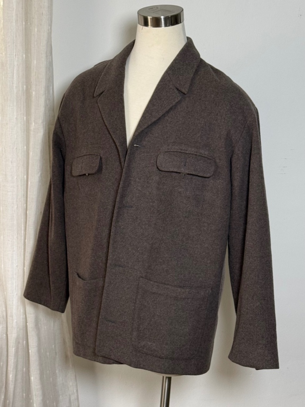 Gruppo Di Capi Italy Wool Cashmere 4 Pocket Chore Blazer Jacket Brown Size 4